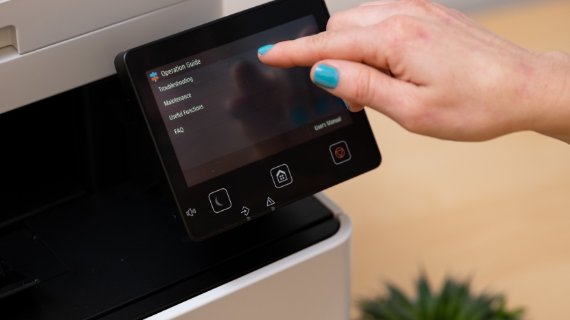 canon color imageclass mf741cdw - troubleshooting is a breeze with this large, intuitive touch display.