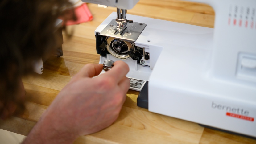 bernette 35 - this machine has a front-loading bobbing, which meant you have to...