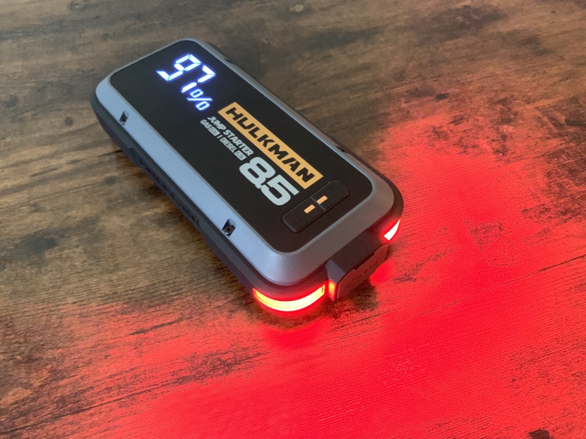 jump starter - the alpha852s has a red flashing light setting to be used in case of...