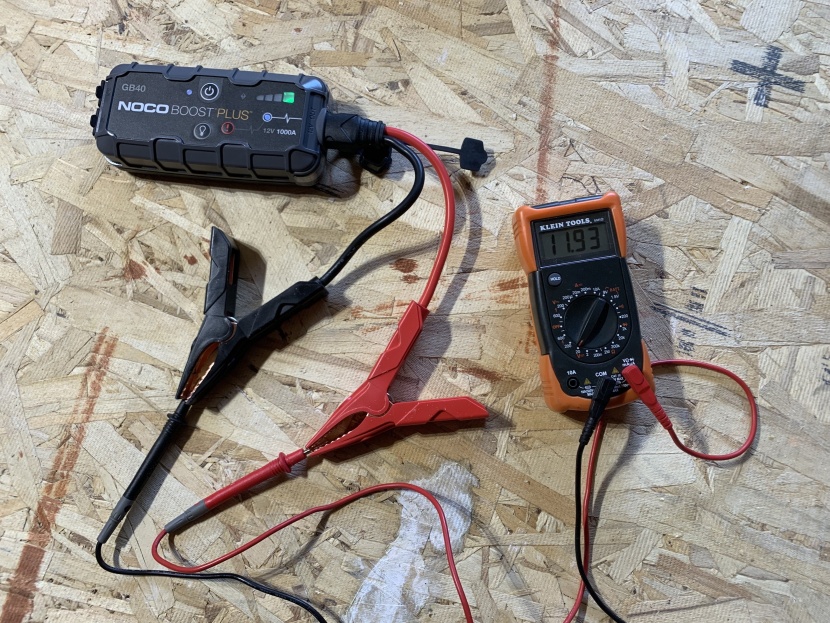 jump starter - the noco boost plus gb40 was just about on the 12-volt mark during...