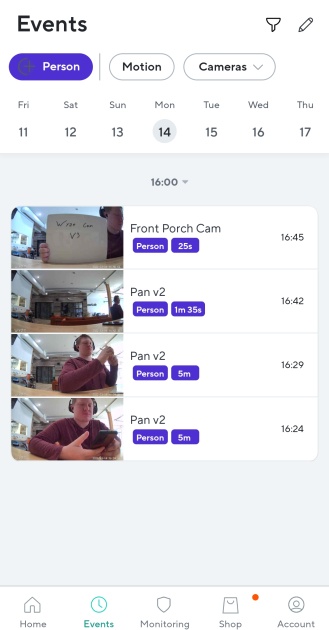 security camera - there is a distinct difference between monitoring (recorded) events...