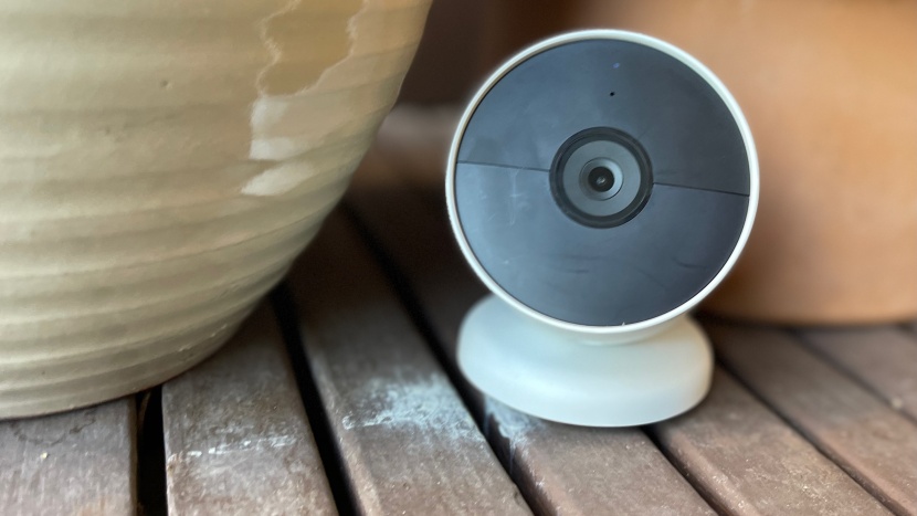 google nest cam - placed outside, the nest can greet a guest in real time through its...