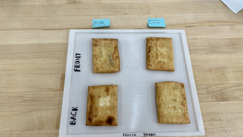 revolution instaglo r180b - left: breville bit more 2 slice frozen strudel test. right:...