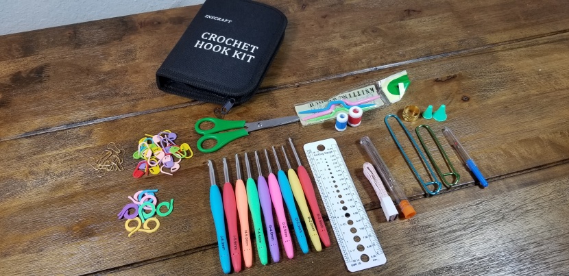 crochet kit - the inscraft kit includes plenty of hooks for smaller projects.