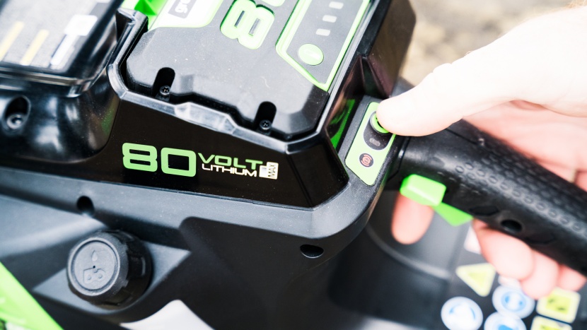 greenworks pro 80v - although the power button is in a convenient location, we don't see...