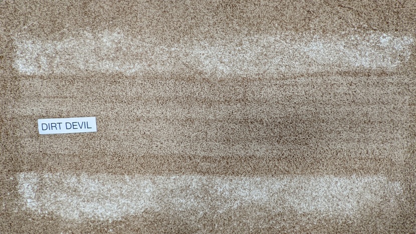 dirt devil endura reach - residue clearly left behind in one of our carpet cleaning tests