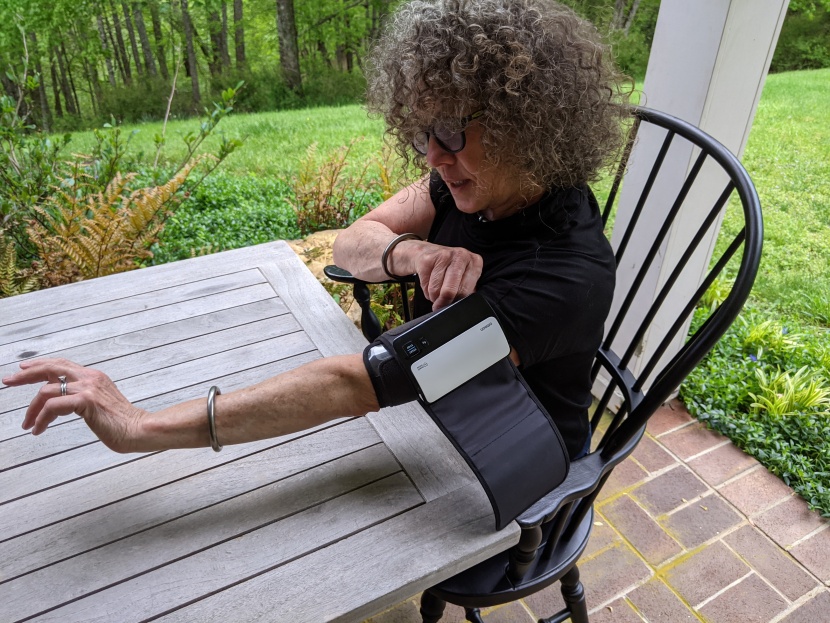 blood pressure monitor - the molded evolv cuff makes it the easiest to pull on by far.