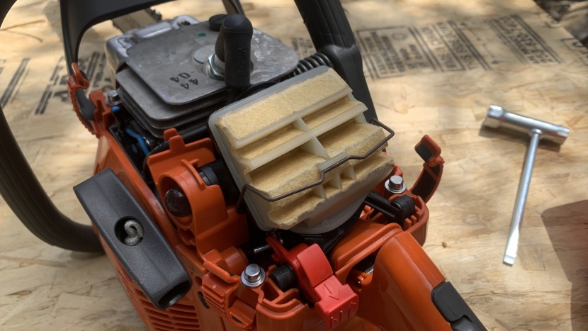 once the main cover is removed, the air filter has a quick-release...