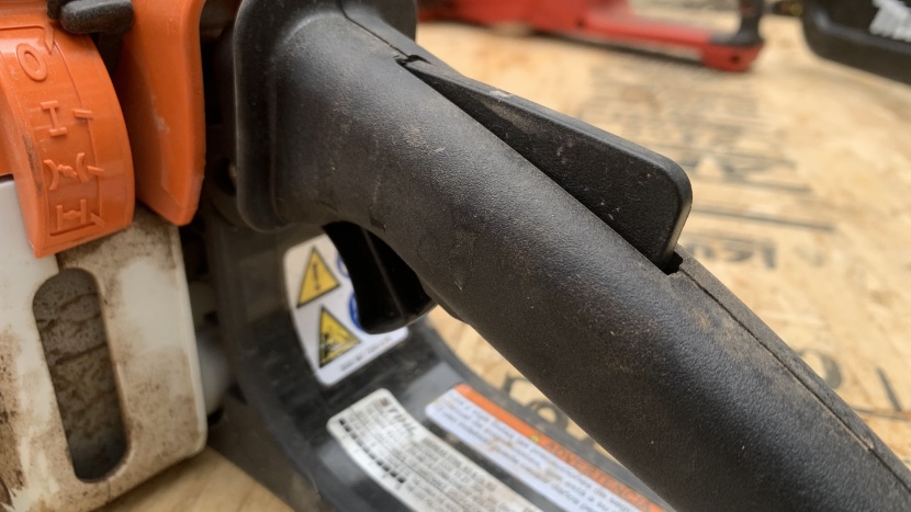 the stihl ms 180 c-be has a thumb safety lever that ensures the...