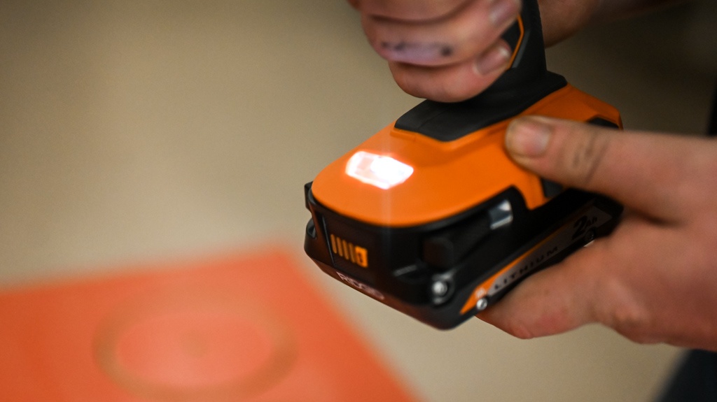 ridgid r86001 - with the ridgid, you can activate the light by lightly pulling the...
