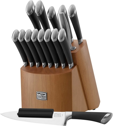 McCook MC29 Knife Sets,15 Pieces German Stainless Steel Kitchen Knife Block  Sets with Built-in Sharpener