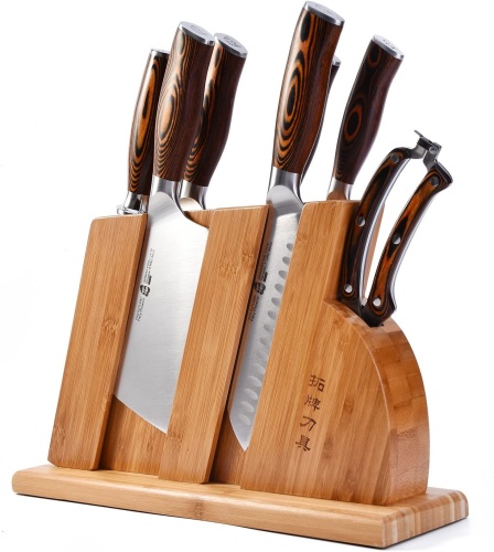  HUNTER.DUAL Knife Set, 15 Piece Kitchen Knife Set with Block  Self Sharpening, Dishwasher Safe, Anti-slip Handle, Black : Tools & Home  Improvement