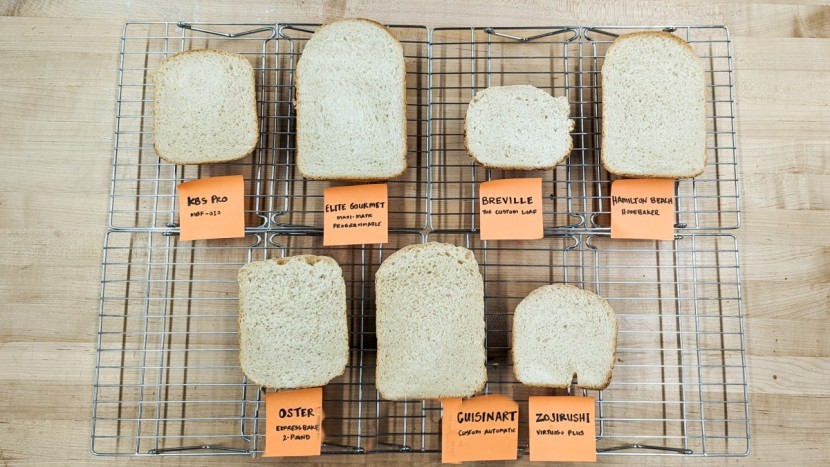 bread machine - comparing white breads, clockwise from top left: kbs pro, elite...