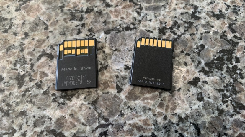 memory card - the primary difference between a uhs-ii (left) and a uhs-i (right)...