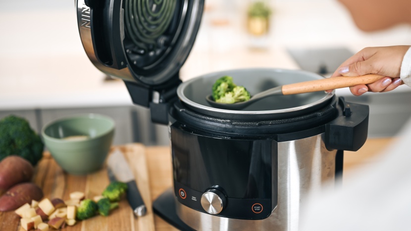 ninja foodi smart xl - the ninja's lid is permanently affixed to the cooker. we feel this...