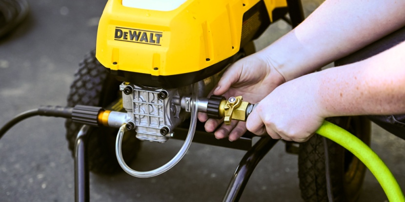 dewalt dwpw2400 - there is plenty of space to make attaching your garden hose a simple...