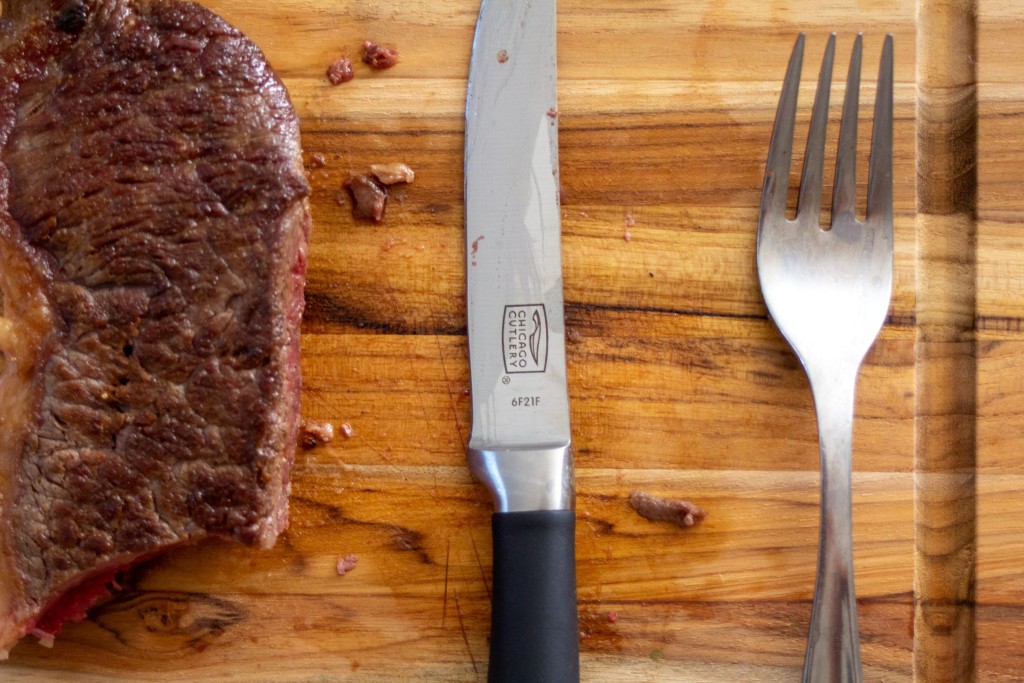 Slice through steak dinners with this $80 knife set