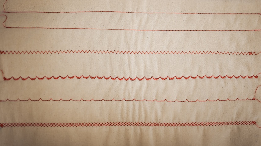 janome mod-19 - the stitching looked pretty good on the quilting test fabric.