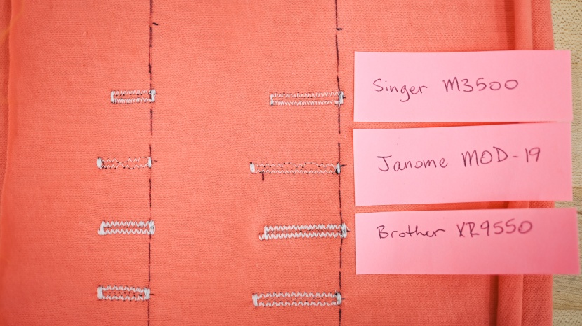 janome mod-19 - clear results of the buttonholes on several different machines.