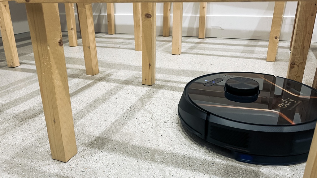 eufy robovac x8 hybrid - the x8 roaming through our maze of obstacles.