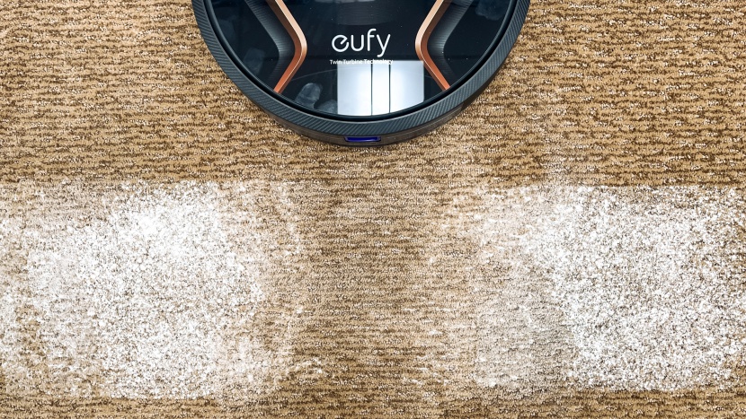 eufy robovac x8 hybrid - the x8 flour test on our short-pile carpeting.