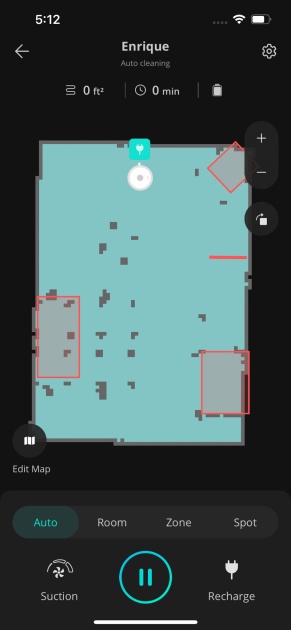 no-go zones and virtual barriers in red.