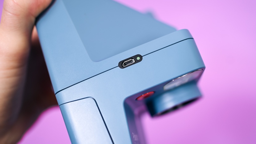 polaroid now+ i-type - the version we tested runs on a rechargeable battery that's plugged...