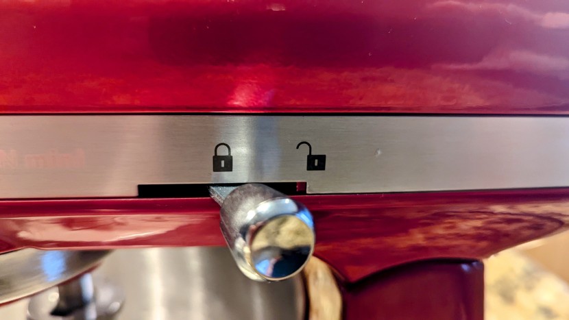 kitchenaid artisan mini - the locking lever which secures the motor head is not our favorite...
