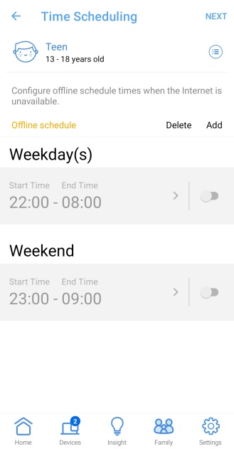 the parental controls for the zenwifi give the option to create...