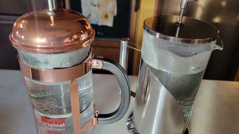 french press - we warmed up the french presses each time before brewing. this is...