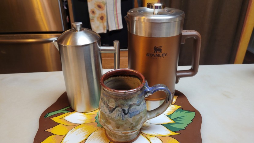french press - the smallest and largest presses that we tested side by side. on the...