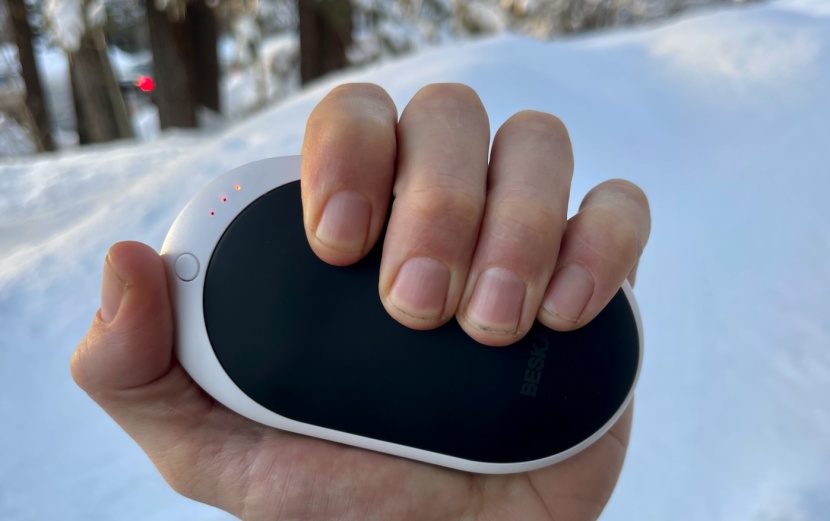 hand warmers - the beskar keeps our hands warm and can charge our devices.