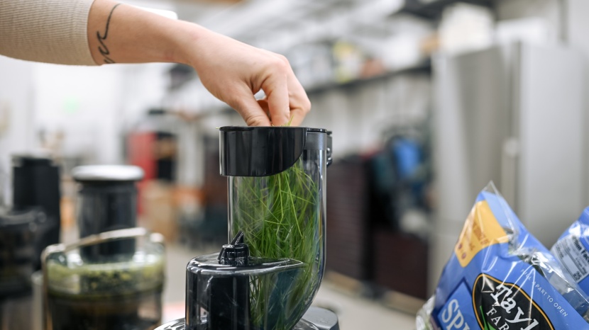 cuisinart easy clean slow juicer - the slow juicer produces solid wheatgrass juice, but it takes a...