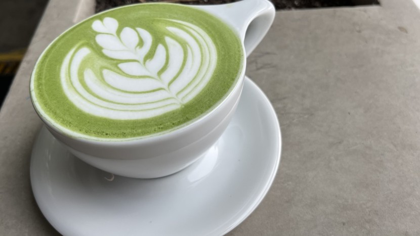 typically matcha comes as a powder that is blended to create a latte...
