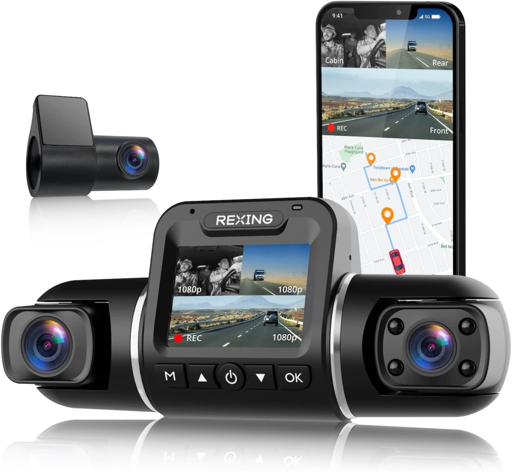 Car Dash Cam Dual Camera Front and Inside Cabin, For Cars