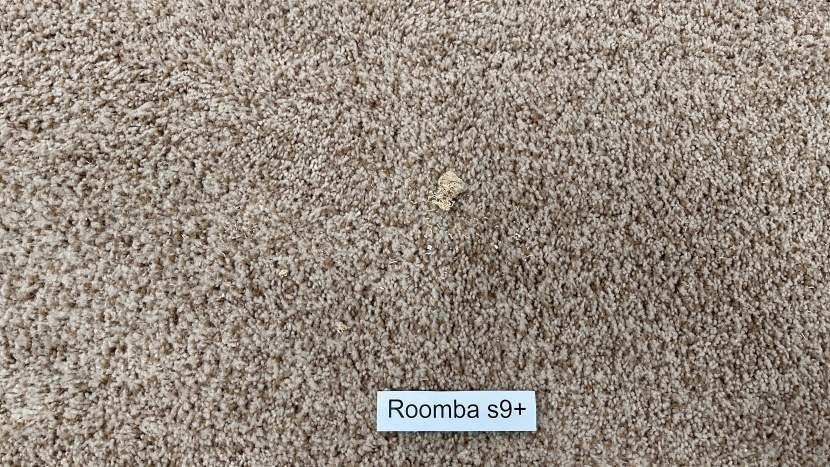 irobot roomba s9+ - very little debris was left behind in our carper cleaning challenge.