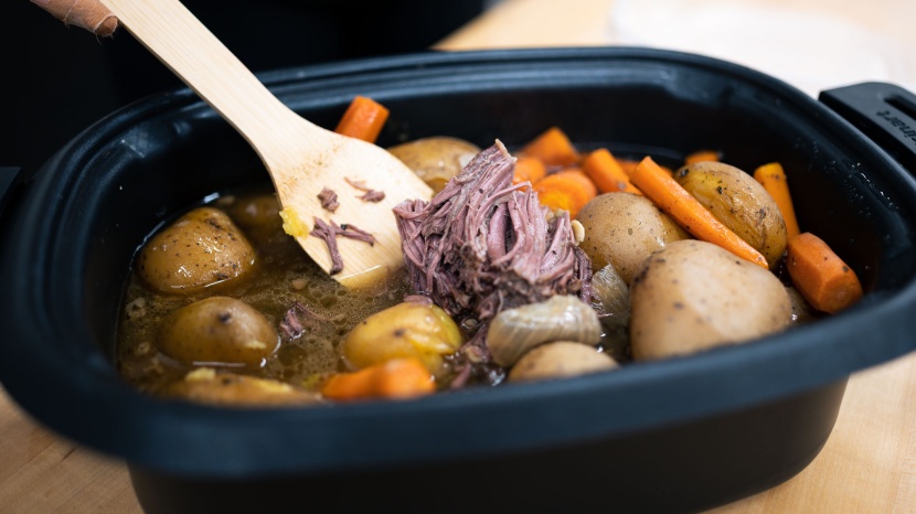 cuisinart 6-quart 3-in-1 cook central - our roast included potatoes, onions, and carrots, all of which were...