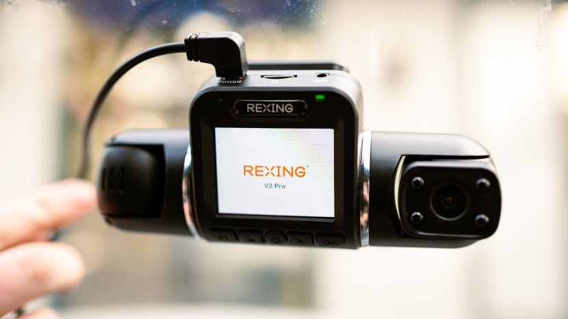 rexing v2 pro ai - the v2 pro has a 2-inch lcd screen and two cameras on either side...