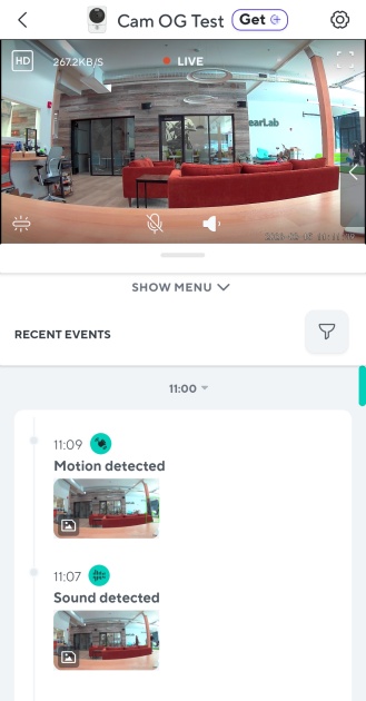 you can watch live video on the og cam.