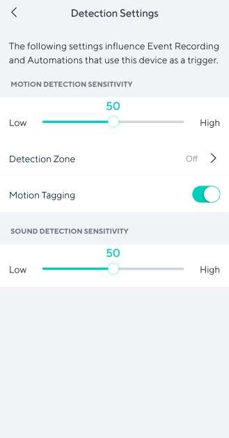 in the wyze app, users can control the sensitivity of both sound and...