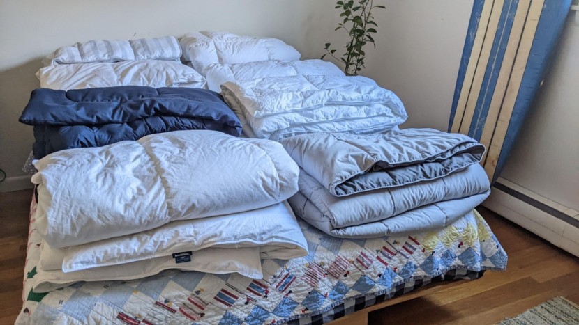 we folded each comforter and measured its dimensions to see how...