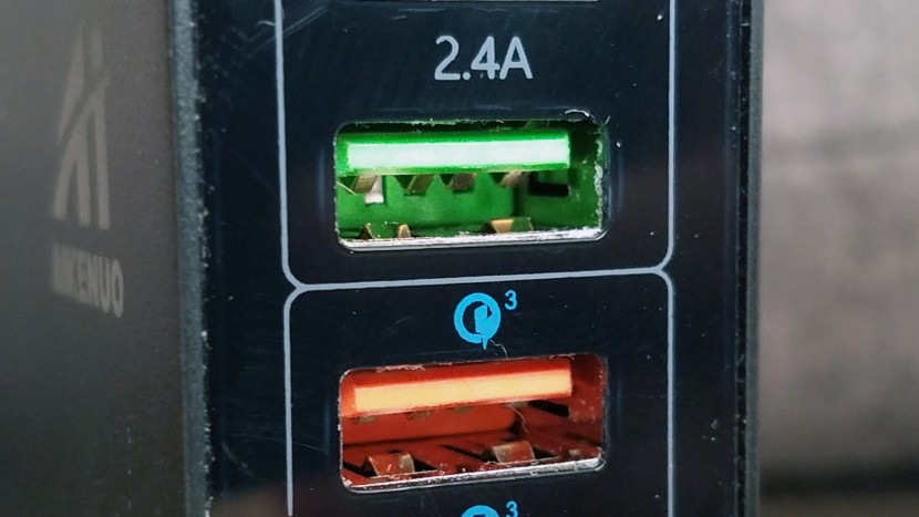car charger - a usb-a qc 3.0 port and a standard usb-a 2.4a ports.