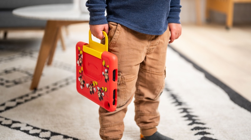 amazon fire hd 8-inch kids (2022) - the case includes a carrying handle. this nifty feature also doubles...