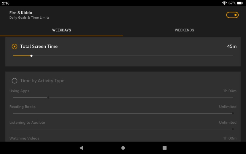 this parental control allows parents to set tablet time limits for...