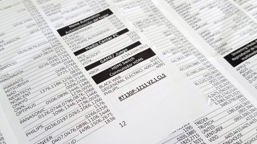 universal remote - an exhaustive code list provided by ge for their remotes.