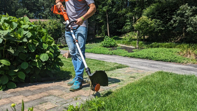 string trimmer - the pivoting head and guard wire on the lst136 make edging a breeze.