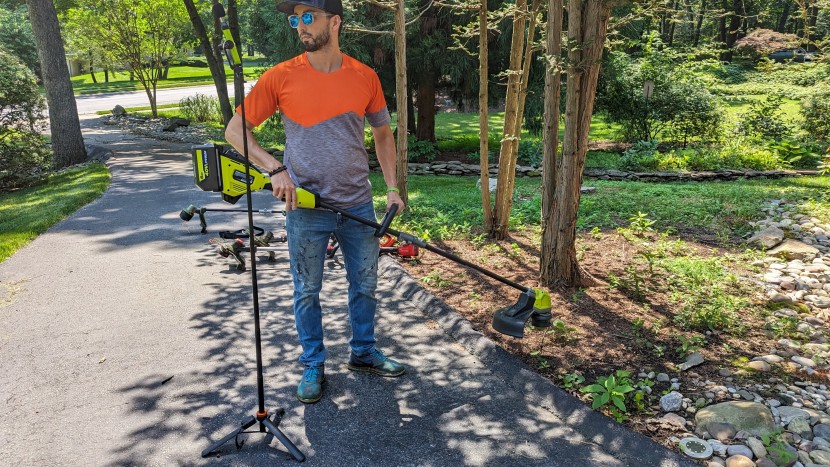 string trimmer - a digital sound meter was held at ear level to measure the decibels...