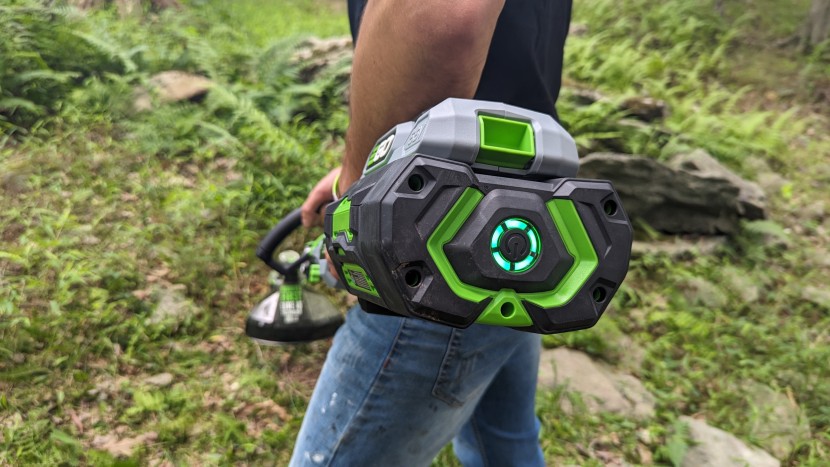 ego power+ powerload with line iq st1623t - the included 4ah battery was more than up to the task for a full...