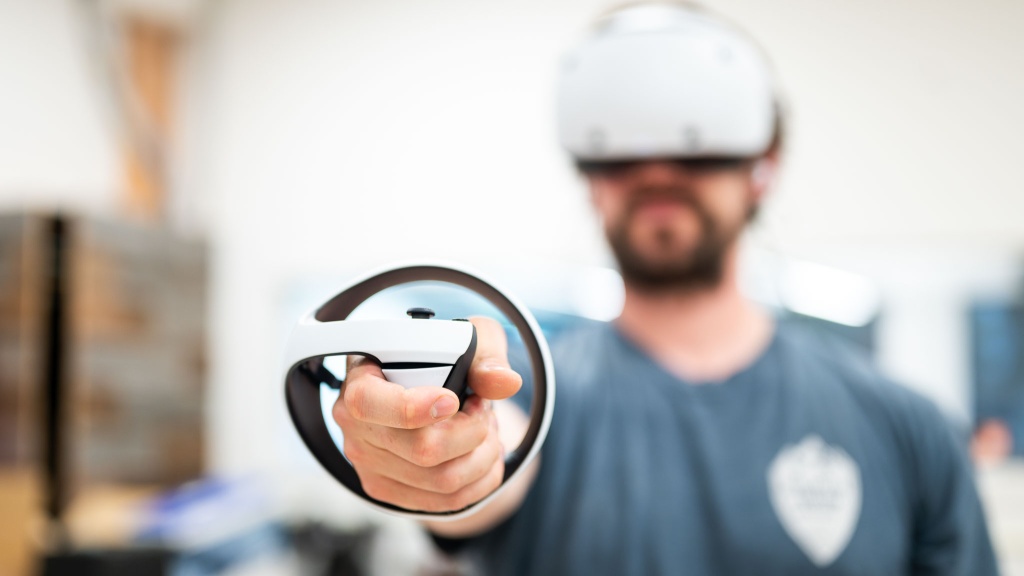 playstation vr2 - blasting undead monsters in the resident evil village.