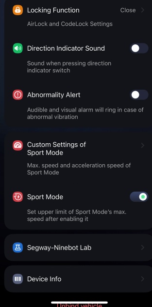 with the app, you can lock or unlock your scooter and adjust its top...